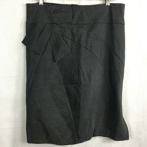 DS Lab Skirt Womens Sz 10 Cotton Stretch Gray Stripe Pencil Lined‎